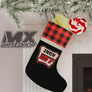 Motocross Personalized Christmas Stockings| Buffalo Plaid Holiday Stocking| Dirt bike Holiday Stocking| Custom Name Christmas Decoration