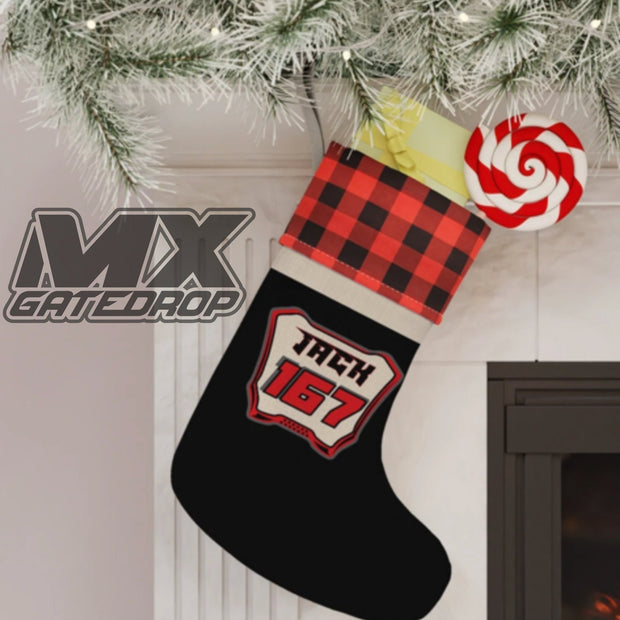 Motocross Personalized Christmas Stockings| Buffalo Plaid Holiday Stocking| Dirt bike Holiday Stocking| Custom Name Christmas Decoration