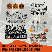 Motocross Halloween SVG designs | Squadghouls Racing halloween shirts svg | Braaapy halloween Trick or treat cute home decor svg bundle