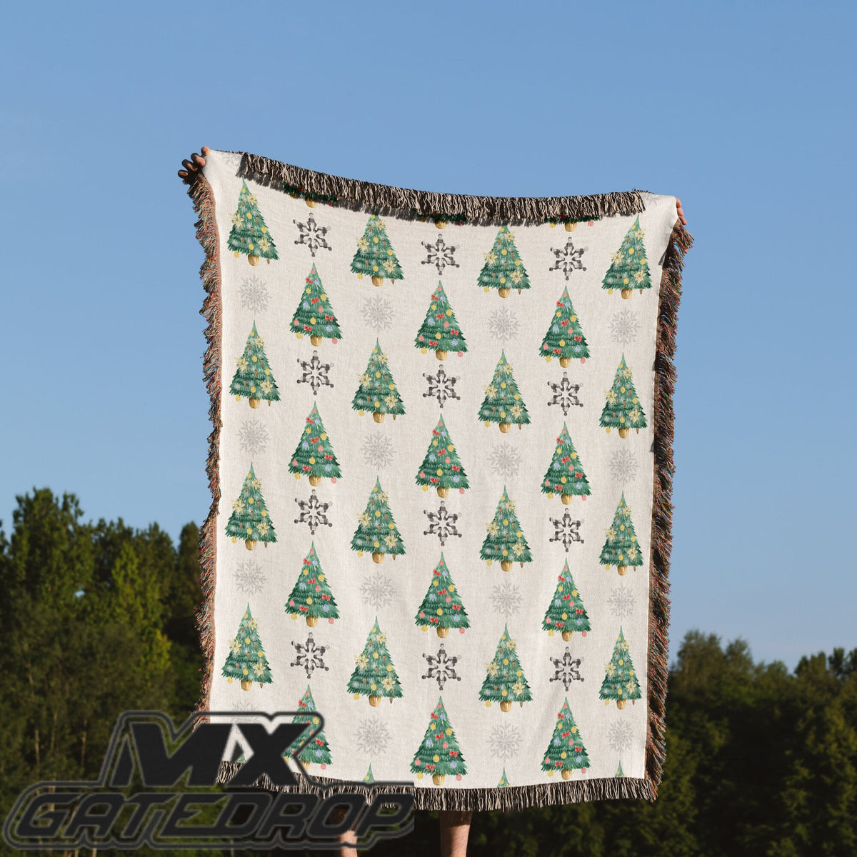 Motocross Christmas Tree Blanket| Christmas Trees Woven Blanket Throw| Christmas Decor Dirt bike throw| Moto Mom Racing family throw