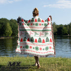 Motocross Christmas Tree Blanket| Christmas Trees Woven Blanket Throw| Christmas Decor Dirt bike throw| Moto Mom Racing family throw
