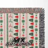 Motocross Christmas Tree Blanket| Christmas Trees Woven Blanket Throw| Christmas Decor Dirt bike throw| Moto Mom Racing family throw