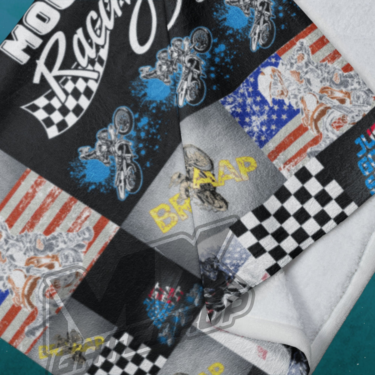 Personalized Custom Motocross Dirt Bike racing Patriotic Blanket | Custom Motocross Christmas Gift Blanket | Dirtbike Custom Throw Moto Dad