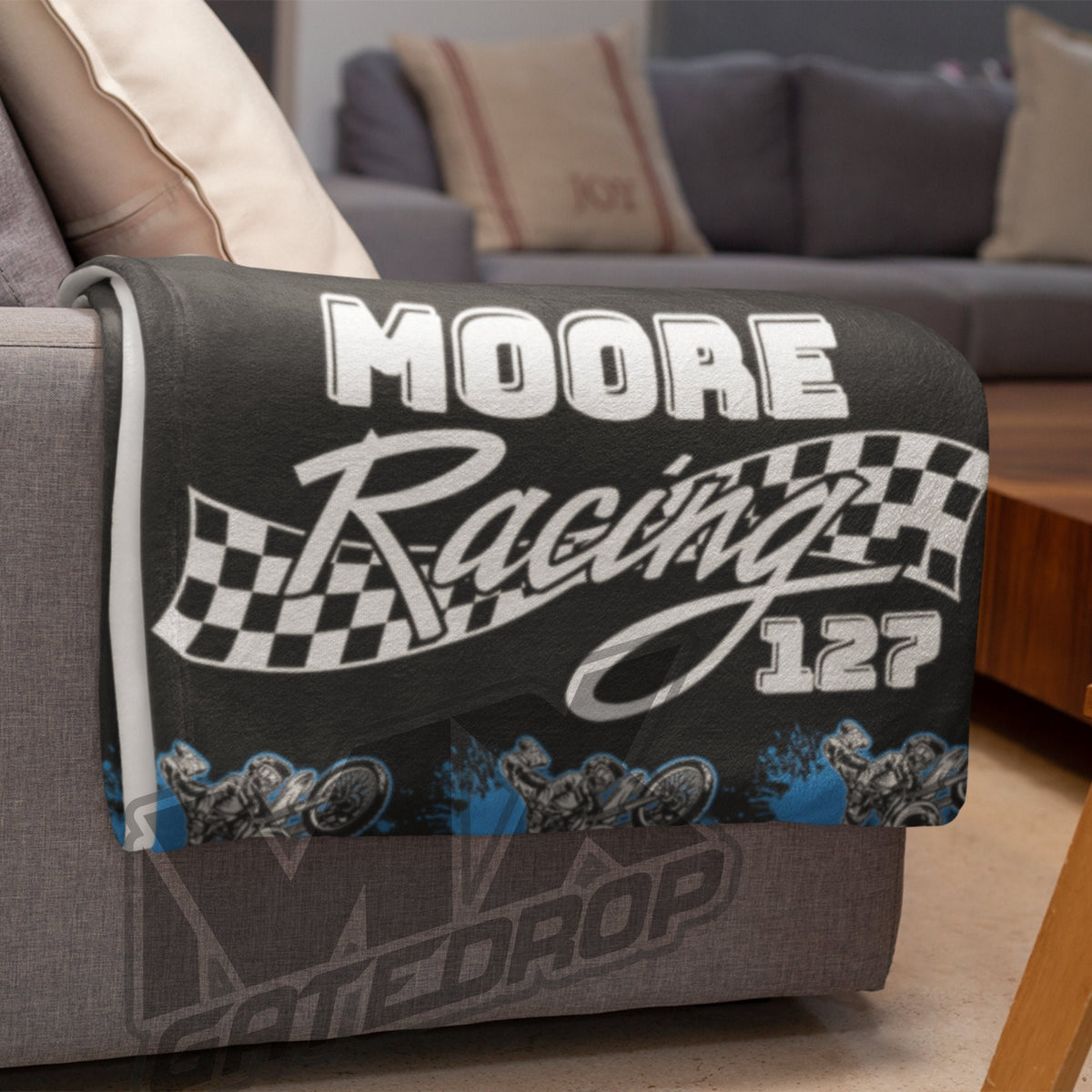 Personalized Custom Motocross Dirt Bike racing Patriotic Blanket | Custom Motocross Christmas Gift Blanket | Dirtbike Custom Throw Moto Dad