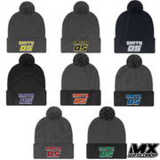 Custom Embroidered Pom Pom Motocross Beanie | Personalized dirt bike Beanie | Motocross Name and Number POM POM| Embroidered Racer Beanie