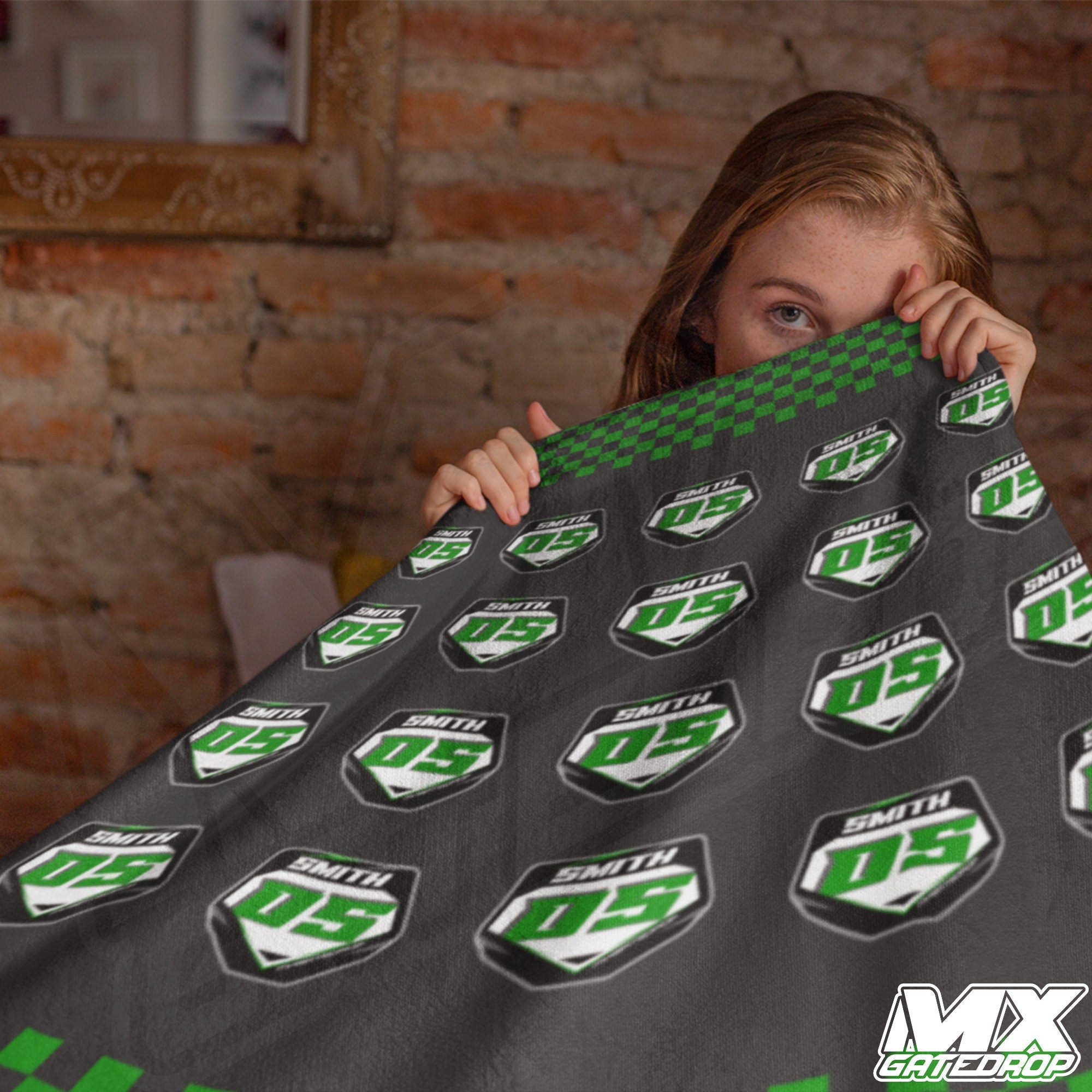 Motocross number plate sherpa blanket Premium MX Racing Name and Number Plate Blanket Custom Dirt bike sherpa blanket | Personalized gifts