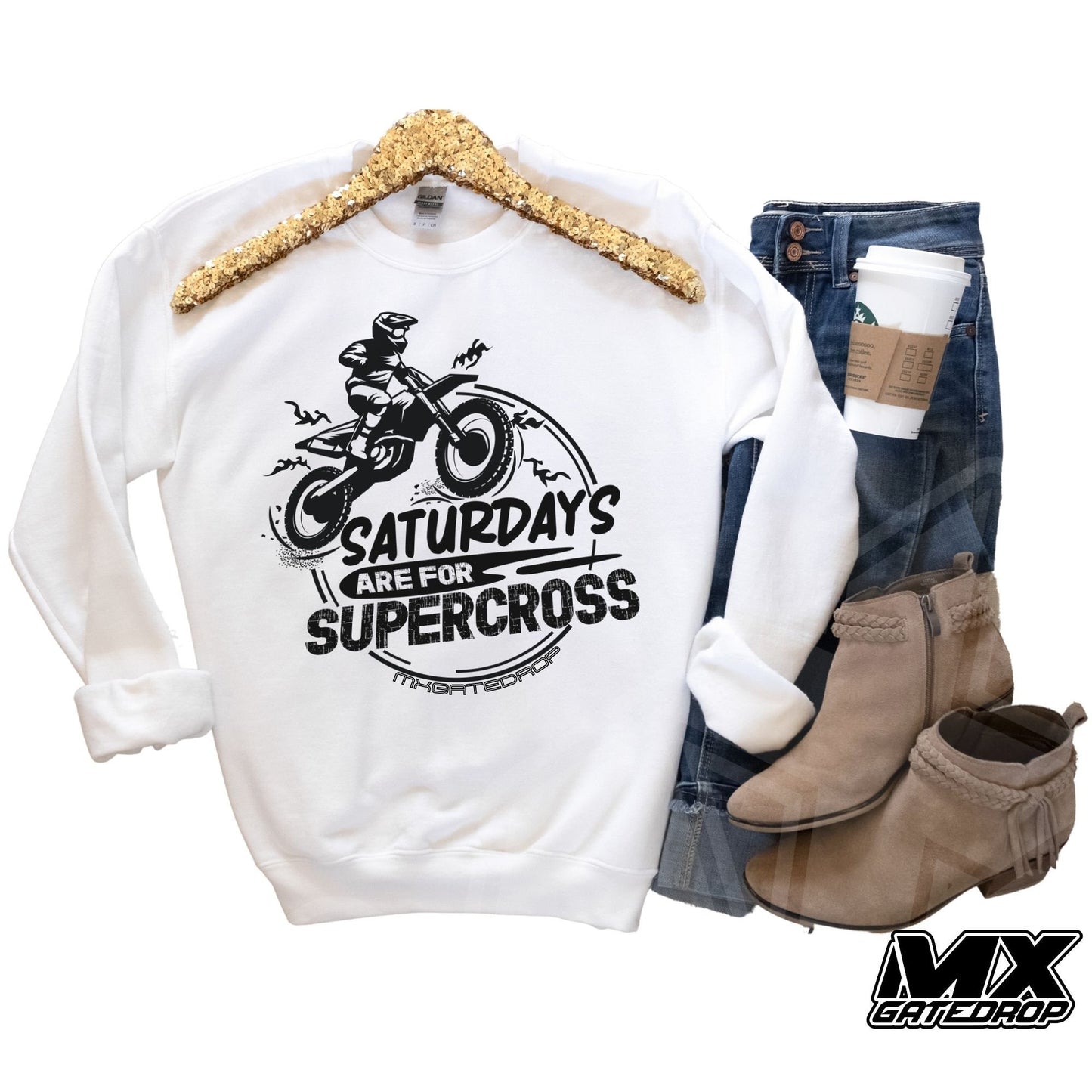 Supercross Crewneck for Moto Mom Dad| Supercross shirt Saturdays are for Supercross Motocross sweatshirt| Racing sweatshirt