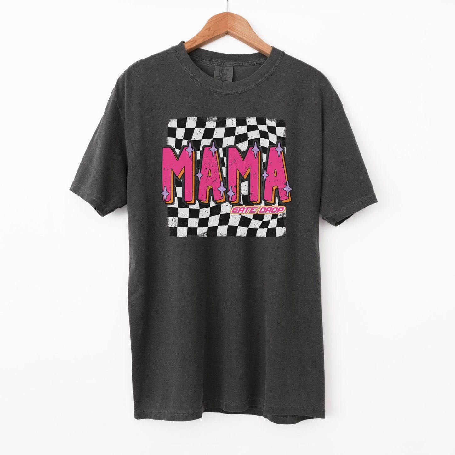 Checkered Mama Race Day T-Shirt, Moto Mom Race Vibe tee, Race Mama Comfort Colors® C1717 Shirt, Moto Mama Mother&#39;s Day Gift Birthday gift