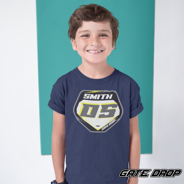 Personalizable Motocross Plate Youth Shirt, Custom Motocross shirt for kids, Youth Dirtbike T-Shirt, Kids Race day Tee Shirt