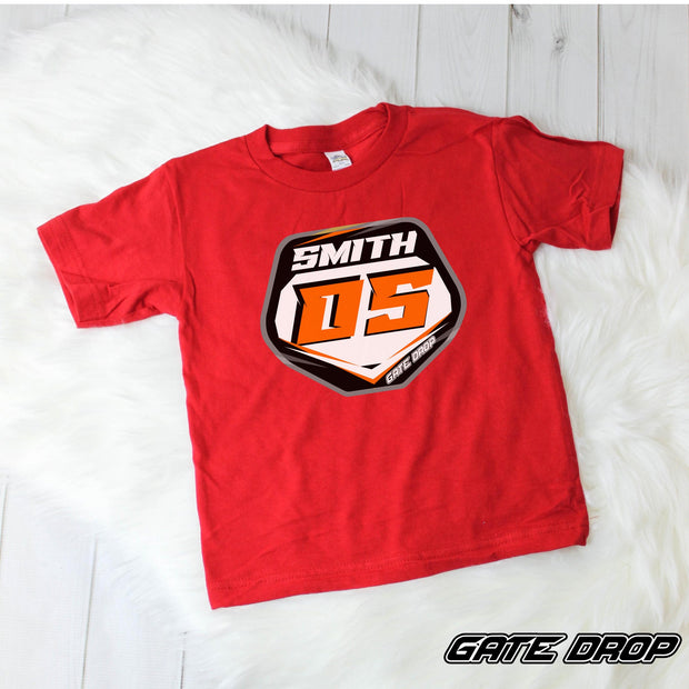 Personalizable Motocross Plate Youth Shirt, Custom Motocross shirt for kids, Youth Dirtbike T-Shirt, Kids Race day Tee Shirt