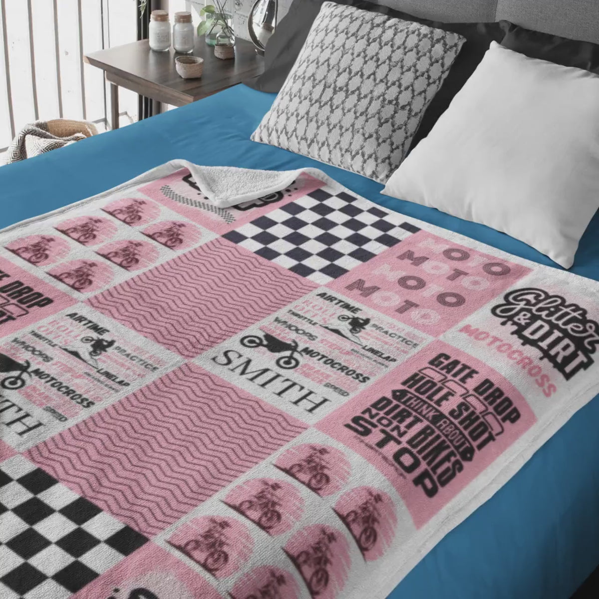 Personalized Motocross Baby Blanket | Dirtbike Baby Shower Gift | Patchwork Baby Blanket | Custom Motocross Newborn Gift | Motocross Nursery